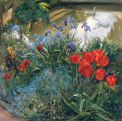 Red Tulips and Geese by Timothy Easton